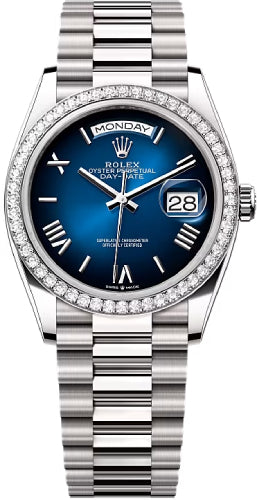 Rolex Day-Date 36 36mm Blue Ombré Dial Diamond-Set Bezel President