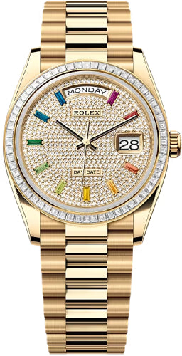 Rolex Day-Date 36 36mm Diamond-Paved Dial Diamond-Set Bezel President Bracelet - 128398TBR | 2024 Model