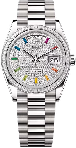 Rolex Day-Date 36 36mm Diamond-Paved Dial Diamond-Set Bezel President Bracelet - 128399TBR | 2024 Model