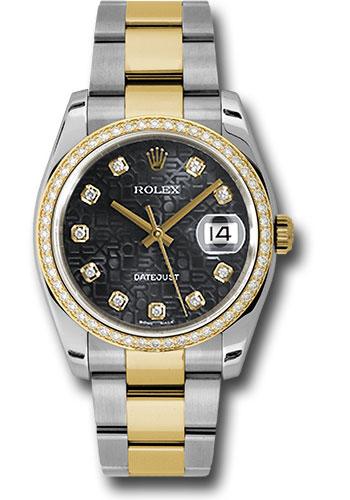 Rolex Steel and Yellow Gold Rolesor Datejust 36 Watch - 52 Diamond Bezel - Black Jubilee Diamond Dial - Oyster Bracelet - 116243 bkjdo