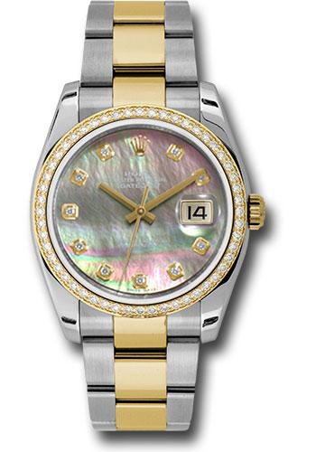 Rolex Steel and Yellow Gold Rolesor Datejust 36 Watch - 52 Diamond Bezel - Dark Mother-Of-Pearl Diamond Dial - Oyster Bracelet - 116243 dkmdo