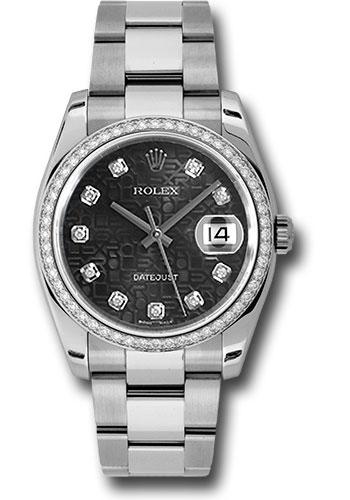 Rolex Steel and White Gold Datejust 36 Watch - 52 Diamond Bezel - Black Jubilee Diamond Dial - Oyster Bracelet - 116244 bkjdo