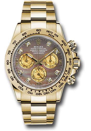 Rolex Yellow Gold Cosmograph Daytona 40 Watch - Dark Mother-Of-Pearl And Gold Crystal Diamond Dial - 116508 dkmd