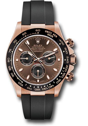 Rolex Everose Gold Cosmograph Daytona 40 Watch - Chocolate Index Dial - Black Oysterflex Strap - 116515LN chobkof