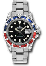 Rolex White Gold GMT-Master II 40 Watch - Sapphire Ruby Diamond Bezel - Black Dial - Oyster Bracelet - 116759SARU