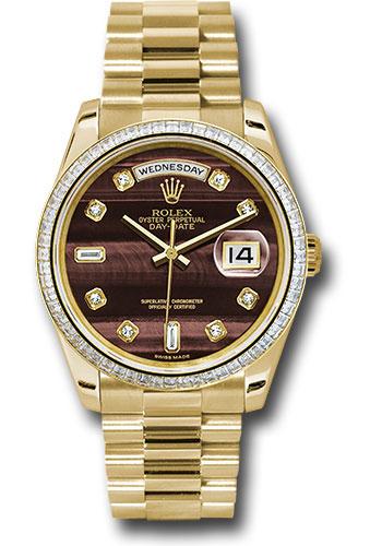 Rolex Yellow Gold Day-Date 36 Watch -  Bezel - Bulls Eye Diamond Dial - President Bracelet - 118398 bedp