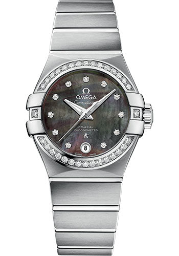 Omega Constellation Co-Axial Tahiti Watch - 27 mm Steel Case - Tahiti Mother-Of-Pearl Diamond Dial - 123.15.27.20.57.003
