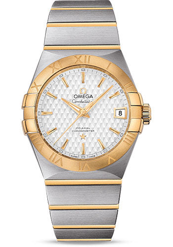 Omega Constellation Co-Axial Watch - 38 mm Steel Case - Yellow Gold Bezel - Silver Dial - Yellow Gold Bracelet - 123.20.38.21.02.009