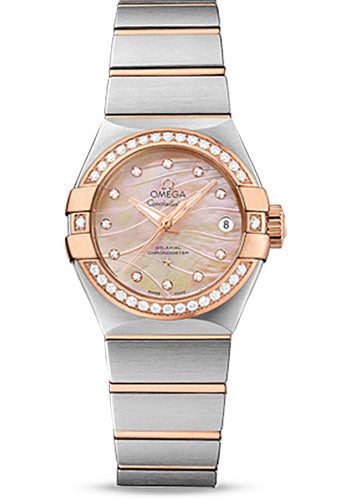 Omega Constellation Co-Axial Watch - 27 mm Steel And Red Gold Case - Diamond-Set Red Gold Bezel - Red Gold Mother-Of-Pearl Dial - Steel Bracelet - 123.25.27.20.57.003