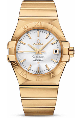 Omega Gents Constellation Chronometer Watch - 35 mm Brushed Yellow Gold Case - Silver Dial - 123.50.35.20.02.002