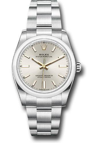 Rolex Oyster Perpetual 34 Watch - Domed Bezel - Silver Index Dial - Oyster Bracelet - 2020 Release - 124200 sio