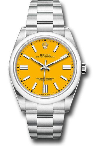 Rolex Oyster Perpetual 41 Watch - Domed Bezel - Yellow Index Dial - Oyster Bracelet - 2020 Release - 124300 yio