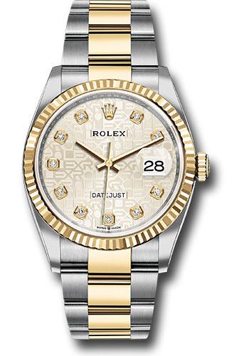 Rolex Steel and Yellow Gold Rolesor Datejust 36 Watch - Fluted Bezel - Silver Jubilee Diamond Dial - Oyster Bracelet - 126233 sjdo
