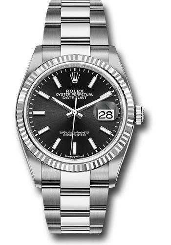 Rolex Steel Datejust 36 Watch - Fluted Bezel - Black Index Dial - Oyster Bracelet - 2019 Release - 126234 bkio