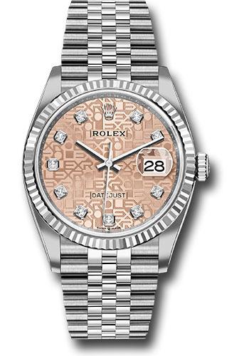 Rolex Steel Datejust 36 Watch - Fluted Bezel - Pink Jubilee Diamond Dial - Jubilee Bracelet - 2019 Release - 126234 pjdj