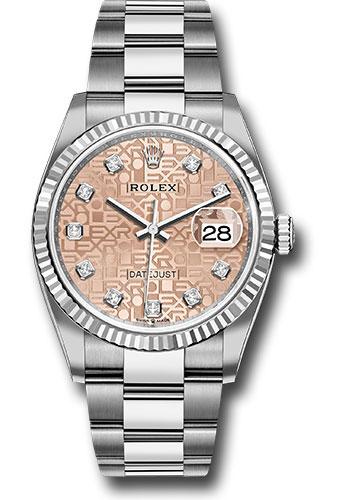 Rolex Steel Datejust 36 Watch - Fluted Bezel - Pink Jubilee Diamond Dial - Oyster Bracelet - 2019 Release - 126234 pjdo