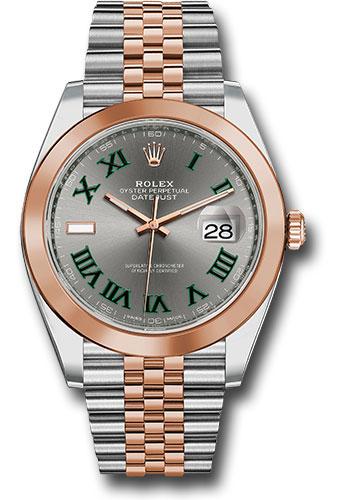 Rolex Steel and Everose Gold Rolesor Datejust 41 Watch - Smooth Bezel - Slate Gray Green Roman Wimbledon Dial - Jubilee Bracelet - 126301 slgrj