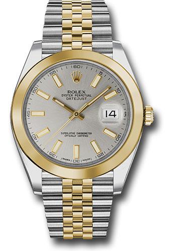 Rolex Steel and Yellow Gold Rolesor Datejust 41 Watch - Smooth Bezel - Silver Index Dial - Jubilee Bracelet - 126303 sij