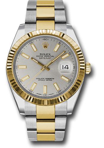 Rolex Steel and Yellow Gold Rolesor Datejust 41 Watch - Fluted Bezel - Silver Index Dial - Oyster Bracelet - 126333 sio