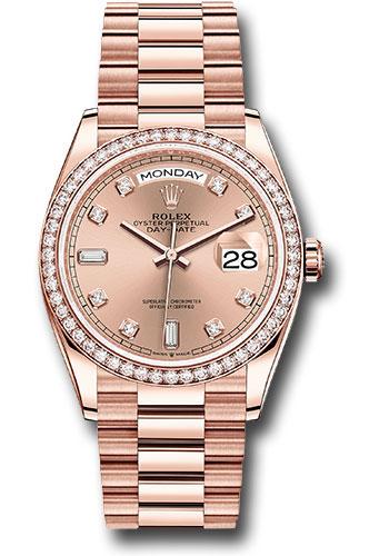 Rolex Everose Gold Day-Date 36 Watch - Diamond Bezel - Rose Diamond Dial - President Bracelet - 128345RBR rodp