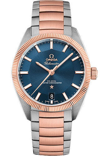 Omega Constellation Globemaster Co-Axial Master Chronometer Watch - 39 mm Steel And Sedna Gold Case - Sedna Gold Fluted Bezel - Blue Dial - 130.20.39.21.03.001