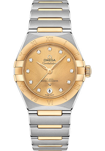 Omega Constellation Manhattan Co-Axial Master Chronometer Watch - 29 mm Steel And Yellow Gold Case - Champagne Diamond Dial - 131.20.29.20.58.001