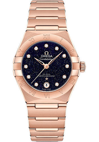 Omega Constellation Omega Co-Axial Master Chronometer - 29 mm Sedna Gold Case - Blue Glass Diamond Dial - 131.50.29.20.53.003