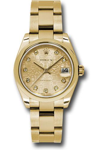 Rolex Yellow Gold Datejust 31 Watch - Domed Bezel - Champagne Jubilee Diamond Dial - Oyster Bracelet - 178248 chjdo
