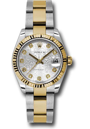Rolex Steel and Yellow Gold Datejust 31 Watch - Fluted Bezel - Silver Jubilee Diamond Dial - Oyster Bracelet - 178273 sjdo