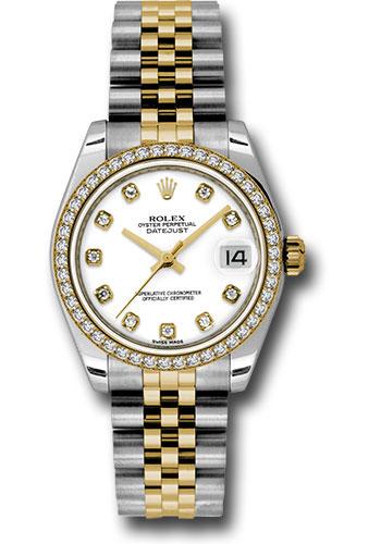 Rolex Steel and Yellow Gold Datejust 31 Watch - 46 Diamond Bezel - White Diamond Dial - Jubilee Bracelet - 178383 wdj