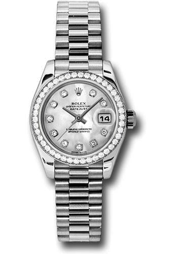 Rolex Platinum Lady Datejust 26 Watch 42 Diamond Bezel Mother Of P Lux Time Inc