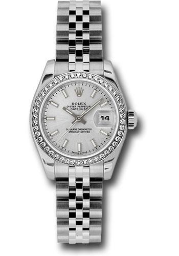 Rolex Steel and White Gold Lady-Datejust 26 Watch - 46 Diamond Bezel - Silver Index Dial - Jubilee Bracelet - 179384 sij