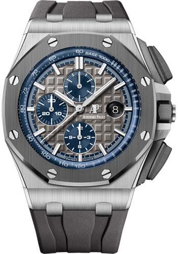 Audemars Piguet Royal Oak Offshore Selfwinding Chronograph Watch - 44mm Titanium Ceramic Case - Grey and Blue Dial - Grey Rubber Strap - 26400IO.OO.A004CA.02