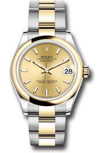 Rolex Steel and Yellow Gold Datejust 31 Watch - Domed Bezel - Champagne Index Dial - Oyster Bracelet - 278243 chio