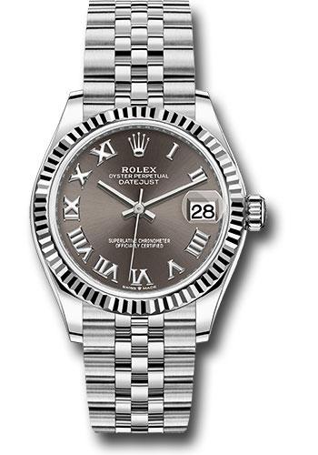 Rolex Steel and White Gold Datejust 31 Watch - Fluted Bezel - Dark Grey Roman Dial - Jubilee Bracelet - 278274 dkgrj