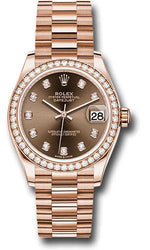 Rolex Everose Gold Datejust 31 Watch - Diamond Bezel - Chocolate Diamond Dial - President Bracelet - 278285RBR chodp