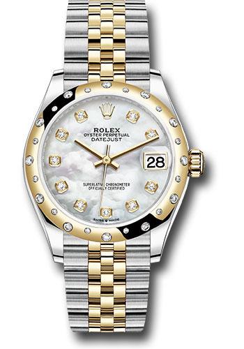 Rolex Steel and Yellow Gold Datejust 31 Watch - Domed Diamond Bezel - Mother-of-Pearl Diamond Dial - Jubilee Bracelet - 278343 mdj