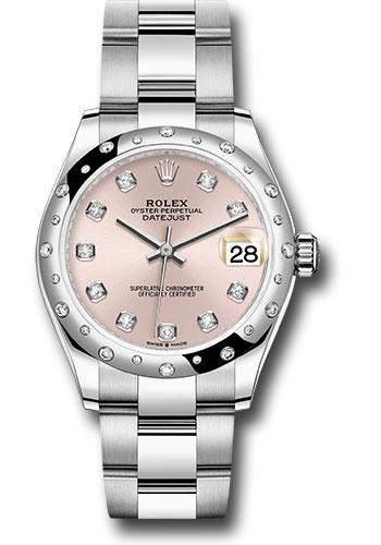 Rolex Steel and White Gold Datejust 31 Watch - Domed 24 Diamond Bezel - Pink Diamond Dial - Oyster Bracelet - 2020 Release - 278344RBR pdo