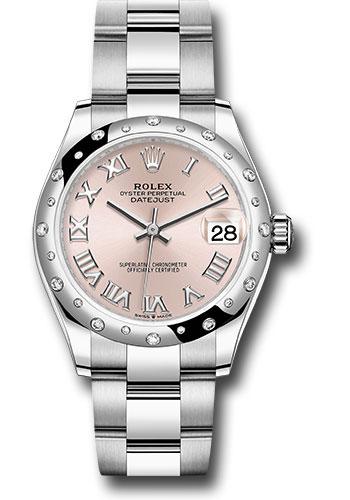 Rolex Steel and White Gold Datejust 31 Watch - Domed 24 Diamond Bezel - Pink Roman Dial - Oyster Bracelet - 2020 Release - 278344RBR pro