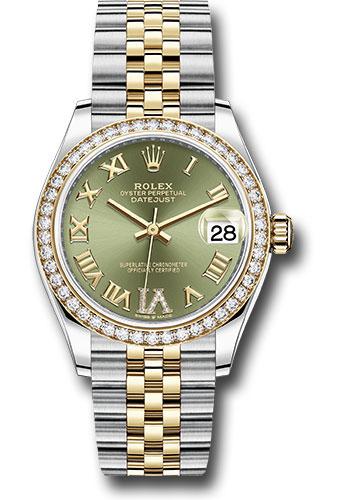 Rolex Steel and Yellow Gold Datejust 31 Watch - Diamond Bezel - Olive Green Diamond Roman Six Dial - Jubilee Bracelet - 278383RBR ogdr6j