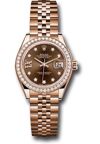 Rolex Everose Gold Lady-Datejust 28 Watch - 44 Diamond Bezel - Chocolate Diamond Star Dial - Jubilee Bracelet - 279135RBR cho9dix8dj