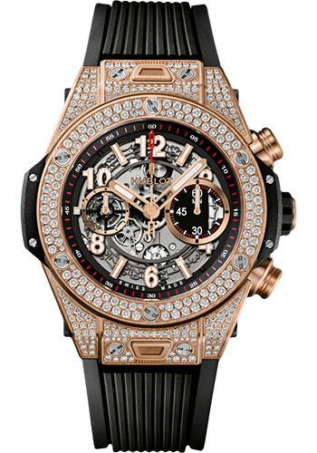 Hublot Big Bang Unico King Gold Pave Watch - 45 mm - Black Dial-411.OX.1180.RX.1704