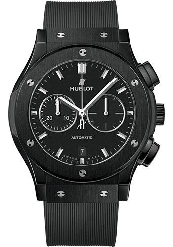 Hublot Classic Fusion Chronograph Black Magic Watch - 42 mm - Black Dial - Black Lined Rubber Strap-541.CM.1171.RX