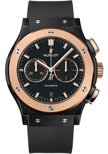 Hublot Classic Fusion Chronograph Ceramic King Gold Watch - 42 mm - Black Dial - Black Lined Rubber Strap-541.CO.1181.RX
