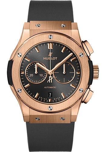 Hublot Classic Fusion Racing Grey Chronograph King Gold Watch - 42 mm - Gray Dial - Gray Lined Rubber Strap-541.OX.7080.RX