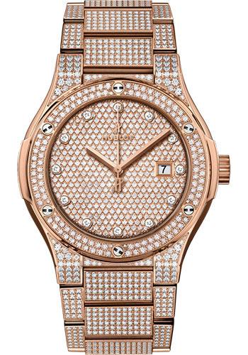 Hublot Classic Fusion Bracelet King Gold Full Pave Watch - 42 mm - Gem Set Dial-548.OX.9000.OX.3704