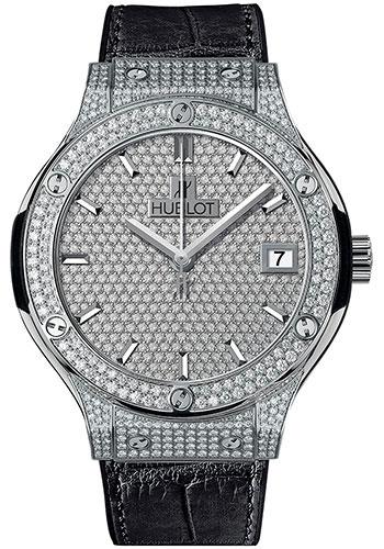 Hublot Classic Fusion Diamond Paved Titanium - Diamond Paved Dial - Rubber Alligator Strap-565.NX.9010.LR.1704