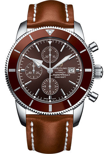 Breitling Superocean Heritage II Chronograph 46 Watch - Steel Case - Copperhead Bronze Dial - Gold Leather Strap - A1331233/Q616/440X/A20D.1