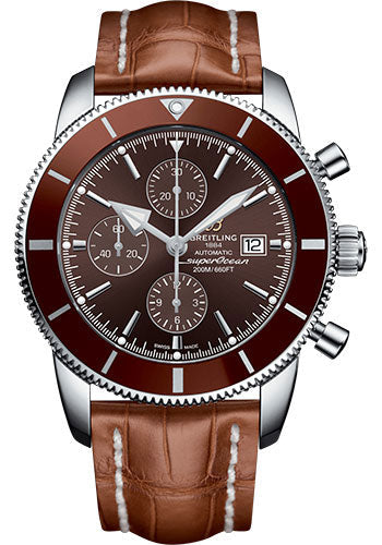 Breitling Superocean Heritage II Chronograph 46 Watch - Steel Case - Copperhead Bronze Dial - Gold Croco Strap - A1331233/Q616/755P/A20D.1