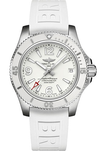 Breitling Superocean Automatic 36 Watch - Steel - White Dial - White Diver Pro III Strap - Tang Buckle - A17316D21A1S1